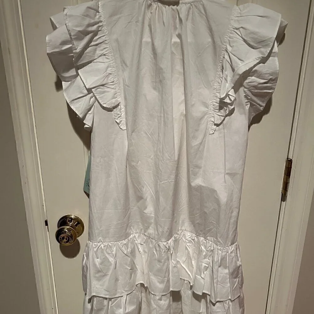 Fantastic Fawn White Ruffle Dress with Red & Blue Star Appliqués - Picture 4 of 4